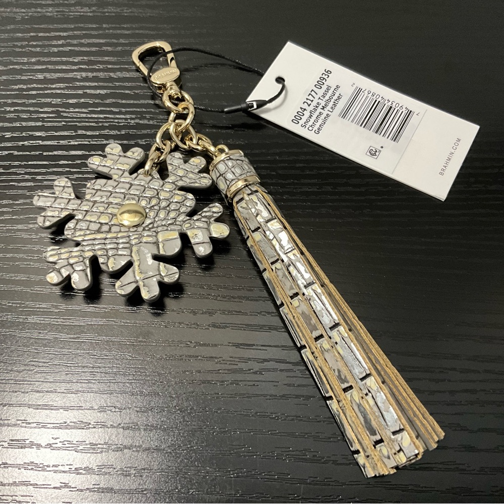 Brahmin Gold and Silver Snowflake Tassel Keychain - Picture 3 of 5